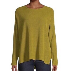 Eileen Fisher Women's Green Merino Wool Drop Shoulder Long Sleeve Sweater S/P